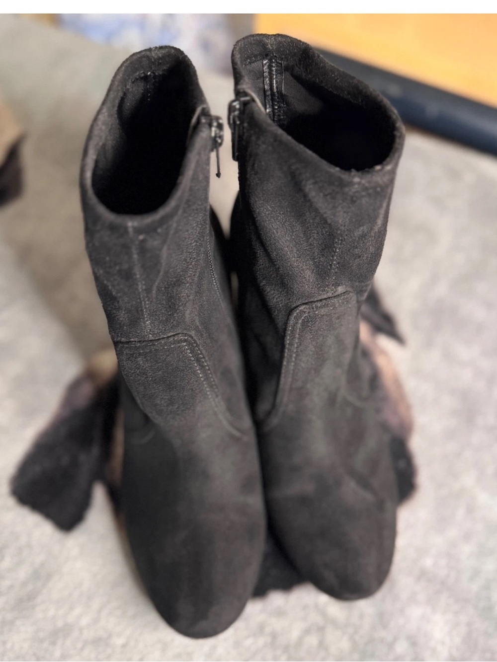 Nine West Women's Black Suede Ankle Boots - Classic Zip Closure